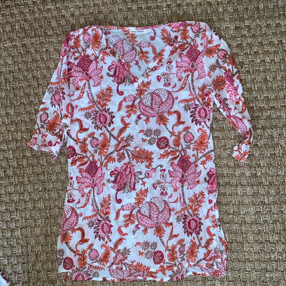 Roller Rabbit v-neck cotton tunic sz Large